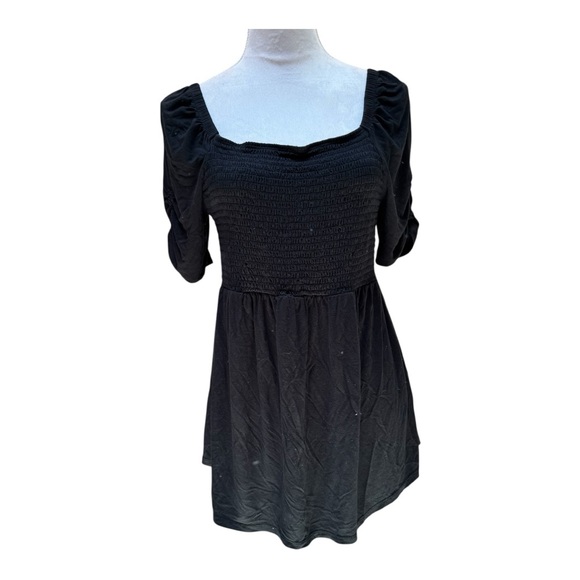 Sabel Black Smocked Top short Sleeve Swimsuit Cover Size L - Picture 1 of 7